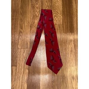 Torriani Red Geometric Abstract Silk Blend Necktie Made Italy Vintage Mens‎ Tie